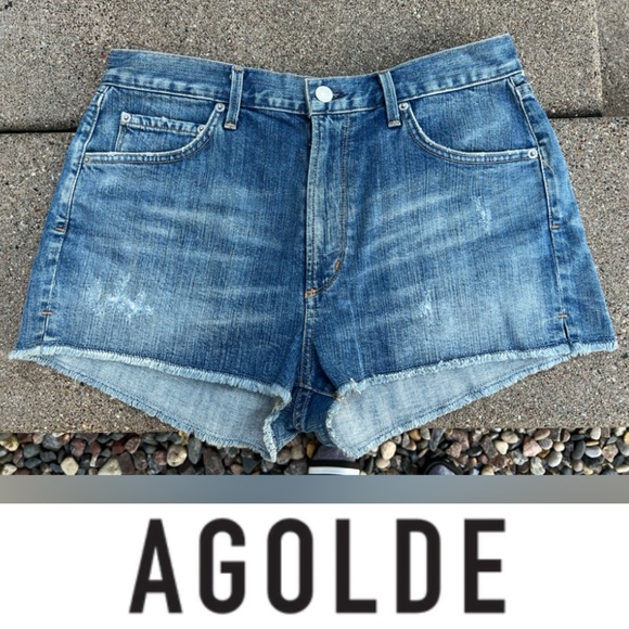 🆕 Agolde Anja High Waist Cut-Off Short | Size 30 | Asheville | A Gold E NEW/NWT - Picture 17 of 17